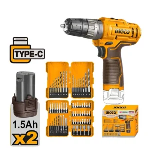 Ingco 12V Lithium-Ion Impact Drill with Drill Bits Set & Screwdriver Bit Set  COSLI23114